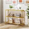 HDANI Consolle Ingresso,Tavolo Console con 2 Ripiani di Rete Metallica,Tavolino da Divano, Corridoio,Entrata,Soggiorno,100 x 30 x 80cm,Stile Industriale,Oro
