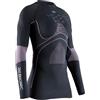 X-Bionic Energy Accumulator 4.0 Round Neck Long Sleeves, Strato Base Camicia Funzionale Donna, Charcoal/Magnolia, S