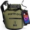 Earth Pak Borsa Impermeabile con Tasca Frontale - Ideale per Kayak, Canottaggio, Pesca, Rafting, Sci, Nuoto, Campeggio, e Snowboarding (Verde, 5L)