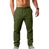 NANAMEEI Pantaloni lunghi da uomo in lino, con coulisse, leggeri, estivi, tempo libero, Nero , XXL