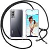 ISOI Cover con Cordino per Vivo Y52 5G/Vivo Y72 5G, Custodia Trasparente con Collana Tracolla Laccio Collo Ultra Sottile Morbido TPU Silicone Antiurto AntiGraffio Case, Nero