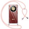 Pnakqil Cover per Honor Magic 8 Lite 5G con Cordino, Trasparente Custodia con Laccio Tracolla Cellulare Girocollo Collana Protettiva per Honor Magic8 Lite 5G 6,79, Rosa