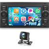 NHOPEEW 2+64G Autoradio per Ford Transit Fiesta Focus Galaxy Mondeo Fusion per Kuga C-Max S-Max Connect con Carplay&Android Auto - 7 pollici Radio Supporto WiFi GPS SWC + Backup Camera&Mic