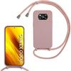 SLWYF Custodia per Xiaomi Poco X3 NFC/Poco X3/Poco X3 Pro Cover con Cordino, Silicone Antiurto TPU Morbido Corda Collana Necklace Regolabile Stylish con Catena Ultra Sottile Cover Case, Rosa sabbia