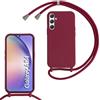 SLWYF Custodia per Samsung Galaxy A54 5G Cover con Cordino, Silicone Antiurto TPU Morbido Corda Collana Necklace Regolabile Stylish con Catena Ultra Sottile Cover Case, Rosso