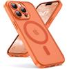 Oududianzi-Cover per iPhone 15 Pro Max Compatibile con MagSafe, Custodia Traslucida Posteriore PC Silicone TPU Bumper, Protezione Della Fotocamera, Cover Militare Antiurto Anti-Impronte-Arancione
