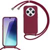 SLWYF Custodia per Xiaomi Redmi 14C Cover con Cordino, Silicone Antiurto TPU Morbido Corda Collana Necklace Regolabile Stylish con Catena Ultra Sottile Cover Case, Rosso