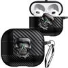 Fofvccv Divertente Custodia 3D per AirPods 3 - Skull Silver | Custodia a Teschio 3D Girevole con Portachiavi Custodia Protettiva Antiurto in Fibra di Carbonio per AirPods 3