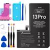 EFaith Batteria per iPhone 13 Pro [5590mAh] di ricambio ad alta capacità 0 cicli con kit di riparazione professionale e adesivo