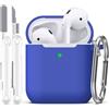 R-fun Custodia per Airpods 1a/2a generazione (2016/2019),Cover Airpods protettiva in morbido silicone con LED visibile sulla parte anteriore,con kit di pulizia,Blu