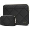 MOSISO Custodia Borsa Porta PC Compatibile con MacBook Air/Pro,13-13,3 Pollici Notebook Compatibile con MacBook Pro 14 2024-2021 M3 M2 M1,Trapuntato Orizzontale Borsa Copertina Case,Nero