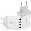 Mijun Caricatore USB da 2 Pezzi, Adattatore di Ricarica USB a 4-Porte con Caricatore Rapido Intelligente QC 3.0 da 33W Multiplo per iPhone 15/14/13/12/11/Samsung Galaxy S23/22/S21/S20/Xiaomi/OPPO/Huawei