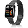 PaceBid Metallo Cinturino Compatibile con Xiaomi Redmi Watch 2 Lite | Metallo Acciaio Inossidabile Con Incorniciato Donna Uomo Cinturini di Ricambio per Xiaomi Redmi Watch 2 Lite, Nero