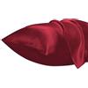 Lirex Set di 2 Federe in Raso, Decorativi Morbido Tinta Unita Quadrate Federe Cuscini Federa di Satin per Cuscino Senza Rughe Resistente Allo Sbiadimento Traspirante(Vino Rosso, 40 x 60 cm)