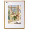 Feihorrm Cornice vintage, cornice fotografica A1 in legno massello di quercia, con vetro temperato, per foto 59,4x84 cm senza passepartout o foto 41x58,4 cm con passepartout (Beige, A1 (59,4x84 cm))