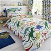 Happy Linen Company Set copripiumino - tema parco dei dinosauri - double face - verde - Singolo
