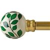 Gormena Bastoni per tende dorati per finestre da 80 a 292 cm, lunghezza regolabile, in metallo resistente, con terminali in ceramica a foglia verde, pali decorativi per tende per camera da letto