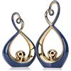 LCCCK Accento decorativo blu, decorazioni moderne in porcellana metà secolo blu e oro, oggetti da tavolo da pranzo, scultura astratta in ceramica statua - per libreria, supporto TV, centrotavola Centro De