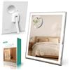 VOYOR Specchio Trucco con Luci, 30 x 25 cm Specchio Ricaricabile con 3 Modalità Luce, Touch Intelligente, Ingrandimento 10X, Specchio LED per Toeletta, Scrivania e Camera da Letto, Bianco