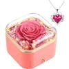 GOICC Rosa Eterna Stabilizzata Idee Regalo Donna, Mamma, Moglie, Rosa Eterna con Collana Regali per Lei - Rose Stabilizzate Valentino Regalo, Festa della Mamma, Natale, Anniversario (Rosa)