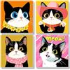 NEWENMO 4 Pezzi Adorabili Gatti Dipingere con i Numeri con Telaio 20x20cm