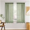 MIULEE Tende Trasparente Tenda per Interni Voile Trasparenti Camera da Letto Adatte Con Anelli Soggiorno Moderne Eleganti 2 Pezzi Verde Salvia 140 x 145 CM