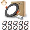 BAGZY 10x Faretti LED da Incasso per Cartongesso,5W Luci Ultrasottili da Soffitto e per l'illuminazione da Interno IP44,Bianco Caldo 3000K,500 Lumen,AC 220-240V,Foro Incasso 70-80mm(Nero)