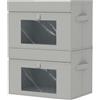 GUOHNHE Scatole Portaoggetti con Finestra Trasparente, Contenitori Pieghevoli con 2 Maniglie, Organizzatori per Armadio, Camera da Letto, Set di 2, Grigio, 38 x 25 x 25 cm, XSNY17GL-2
