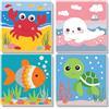 NEWENMO 4 Pezzi Cartoon Animale Dipingere con i Numeri con Telaio 20x20cm