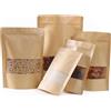 MORAINJAY 100 Pezzi Sacchetti Carta di Imballaggio Alimentare Kraft con Finestra e Chiusura,Marrone,9x14cm,Ottimo per Caramelle,Chicchi di Caffè,Foglie di Tè,Applicano a Noci,Cereali ecc