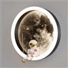 HTsilphelene LED bambini luce di luna parete luce, decorazione astronauta interna, 3000K 12W bambini circolare camera da letto （Nero）