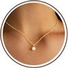 TINGN Collana da donna in oro placcato in oro 14 carati, elegante collana girocollo con ciondolo di perle, collana alla moda per donna e donna, 40.5 - 47 cm, Ottone