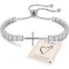 HEEYA Braccialetti per Donne in Argento Sterling Placcato Braccialetti da Tennis con Cristalli Scorrevoli Bracciale da Donna con Zirconi Diamante Regali di Compleanno per Mamma Sorelle con Carte