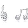 SLUYNZ Orecchini in argento Sterling 925 con zirconi, note musicali, per donne, adolescenti, musica, 0.7*1.5 cm; 1*1 cm, Argento sterling, Zirconia cubica