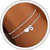 SLOONG Regali di Natale per donne, ragazze e bambini, bracciale a cuore placcato in oro/argento 18K con lettere personalizzate, bracciali a strati regolabili, regalo per donne e ragazze, 20 cm