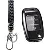 MEDZUK Custodia per Chiave Compatibile con Kia Picanto 2017-2023 Cover Chiave Auto, Guscio Chiave TPU con Portachiavi Accessori Protezione (Nero)
