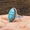 Blu Rame Turchese Gemma Argento Sterling 925 Argento Artigianale Anello