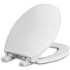 WSSROGY Sedile WC rotondo con coperchio, sedile e coperchio a chiusura lenta, include due set di parti, adatto a tutti i WC rotondi standard, chiusura silenziosa, plastica, bianco