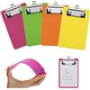 vcsjw Portablocco formato A6, in plastica, piccolo, con morsetto in metallo gommato e gancio per appendere, portatile, per ufficio, officina, cucina, 15 x 10 cm arancione, rosso, giallo, verde)