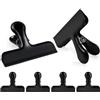 Caianwin 6 clip a forma di bulldog, 7,6 cm, in metallo resistente, riutilizzabili, per sacchetti alimentari, per organizzare la carta, raccoglitori, borse, foto (nero)