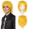 S-noilite Unisex Parrucca Corta Lisci Cosplay Anime Costume Capelli Coda Ondulata Parrucche Complete per Donne Uomini Maschili Halloween Festa in Maschera,Giallo