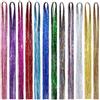 SYEYCW 12 Pezzi Ciocche Colorate per Capelli, 2400 Ciocche di Capelli Glitterate per Donna, Ragazze e Bambine, 93 cm, Accessori per Capelli per Natale Capodanno Halloween Cosplay Party, 12 Colori