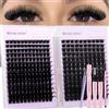 WENDY LASHES Kit Ciglia Finte Ciuffetti 150D/200D D-Curl 10-18mm | Set Completo con Colla, Seal, Pinzetta e Spazzola per un Effetto Naturale