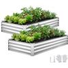 VEVOR Letto Rialzato in Metallo per Piante Fiori Orto Ortaggi 180x90x30 cm 2 pezzi, Letto Rialzato per Piante da Giardino Rettangolari per Coltivazione Ortaggi Fiori, Fondo Aperto, Alluminio Zincato