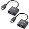 DigitConvert Adattatore da HDMI a VGA, confezione da 2, convertitore da HDMI a VGA placcato oro (da maschio a femmina), compatibile per computer, laptop, PC, monitor, proiettore, HDTV, Chromebook, Raspberry Pi