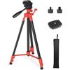 MINICOR Treppiede per fotocamera in alluminio leggero regolabile da 164 pollici con testa girevole a 3 vie, manico portatile, livella a bolla, piastra a sgancio rapido con montaggio a vite da 1/4 per