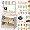 Mamabrum Carrello Gelato in Legno con Ruote per Bambini 3+ - Gioco del Venditore con Accessori, Design Compatto per Sviluppare Creatività e Abilità Sociali