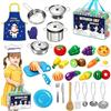 TOSUTO Giochi Cucina Bambini 32 Pezzi Giocattoli da Cucina per Bambini,Cucina Accessori Cucina Bambini,Giocattolo per Bambini Set di Pentole e Padelle in Acciaio Inossidabile,Utensili da Cucina