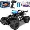Joellfuner Macchina Telecomandata per Bambini, 2.4Ghz 1:16 Macchina Radiocomandata con Luce LED Quattro Colori, 20KM/H Monster Truck Telecomandato con marce alte e basse per bambini 3+ anni (Nero)