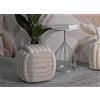 Dmora - Pouf Karori, Poltrona multiuso, Scendiletto, Pouf poggiapiedi, 45 x 45 h45 cm, Crema